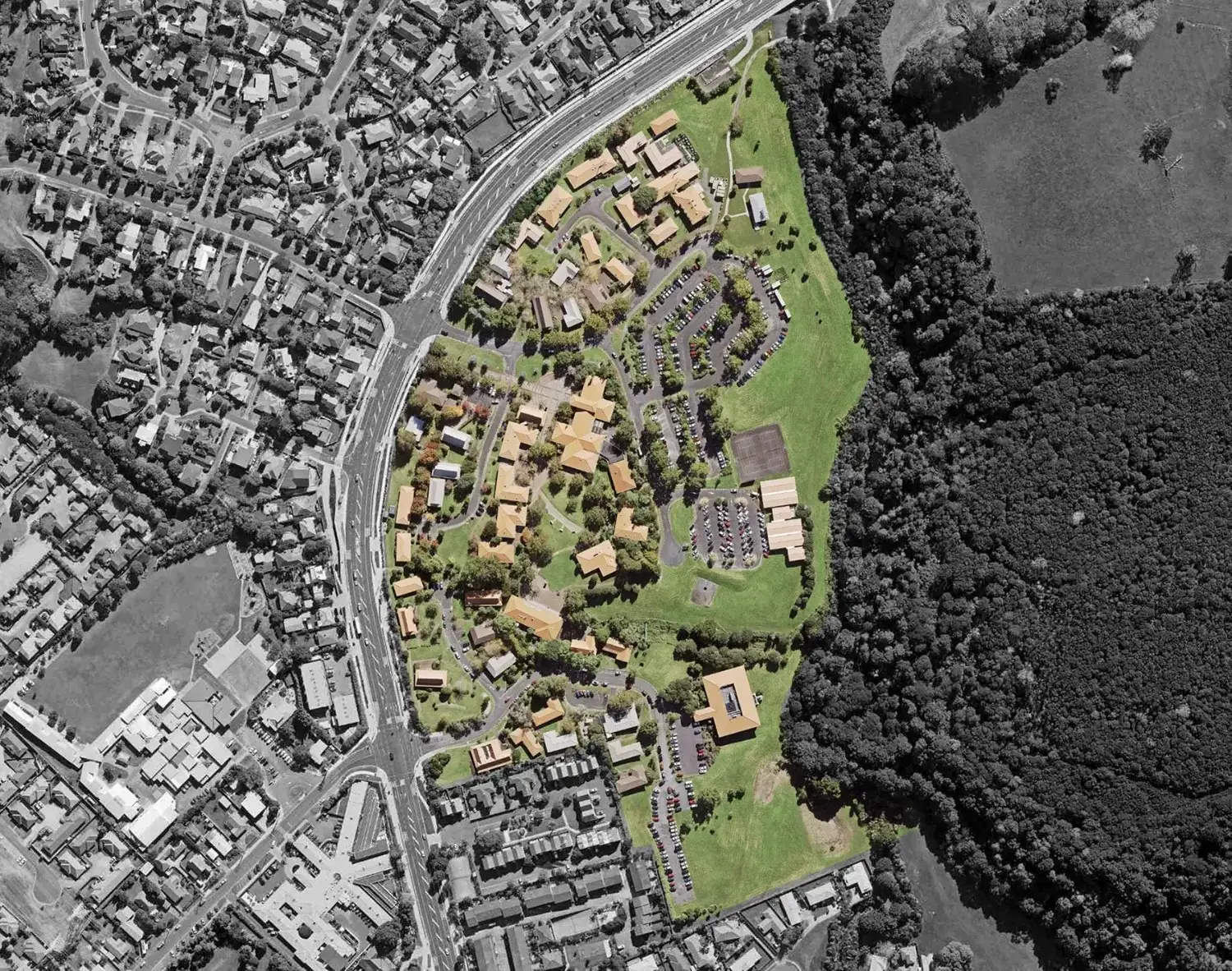 Aerial view of the 473 Albany Highway site, highlighted beside Albany Highway