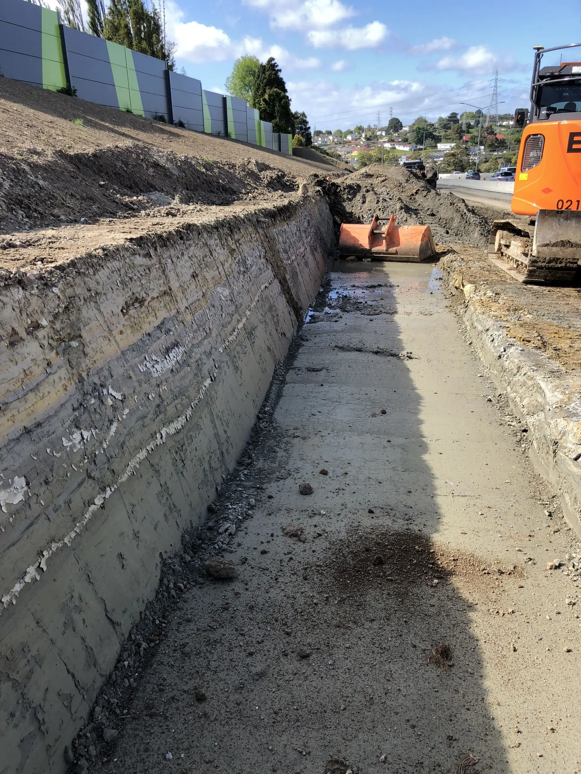 Excavated cut face showing weathered Auckland soils